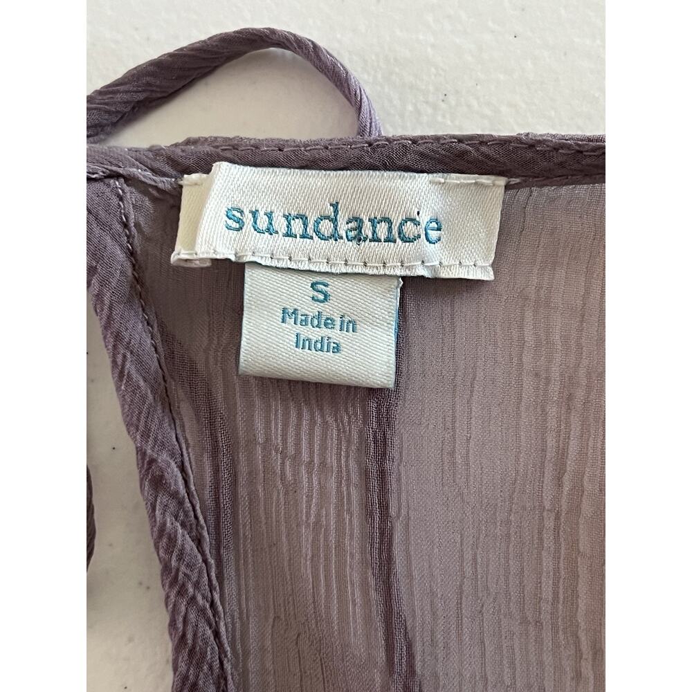 Sundance Sheer Small Boho Dress Embroidery Lavender Plum Cover-Up Beach Crinkled - Picture 6 of 10